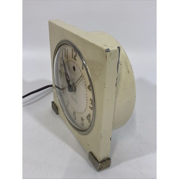 Vtg Metal Deco Logan S5-F Westclox Electric Alarm Clock Tested And Working 1940s - Picture 4 of 15